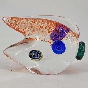 Bohemian Crystal Czech Mid Century Modern MCM style fish figurine paperweight